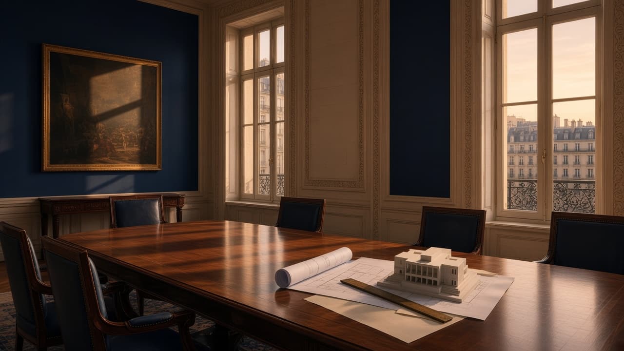 Salle de décision : chaise d'arbitrage face aux plans d'opération
